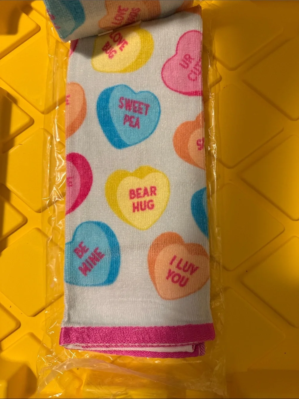 Pink Multi Heart Pattern Hand Towels - 2 Pack